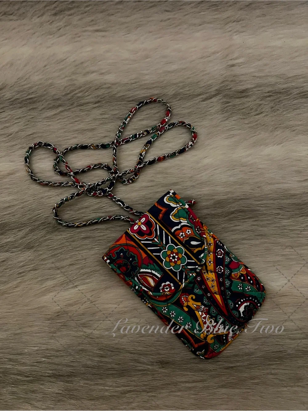 VERA BRADLEY Venetian Paisley 2012 Mini Cellphone Crossbody Chainlink Navy Red